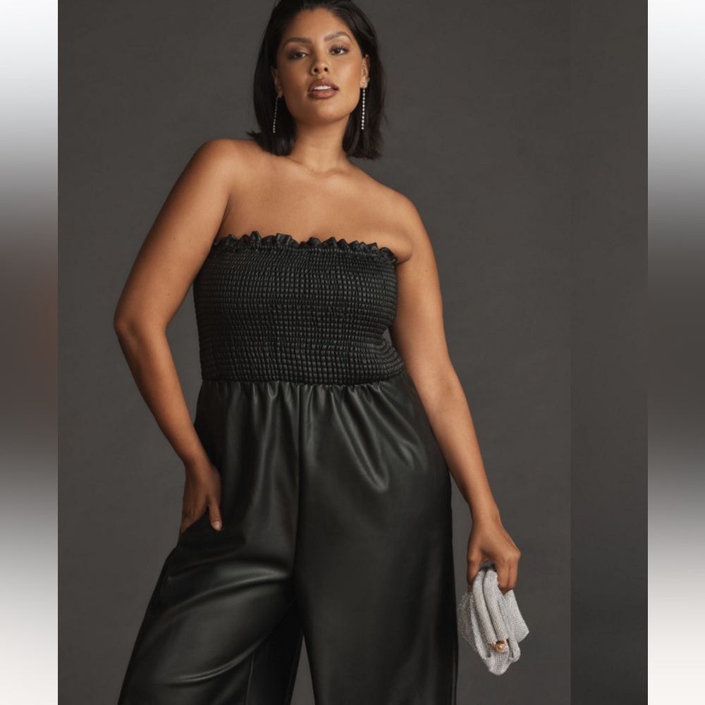 Anthropologie Black Strapless Jumpsuit
